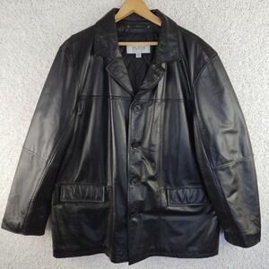 Wilsons M. Julian Diamond Quilted Black Leather Jacket Men's Size XL Button Up